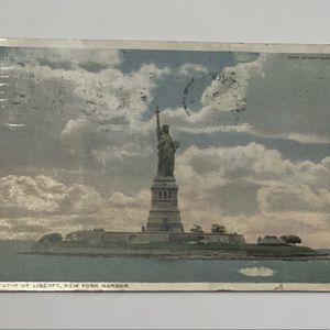 Statue of Liberty Vintage Postcard, 1915 ephemera, New York